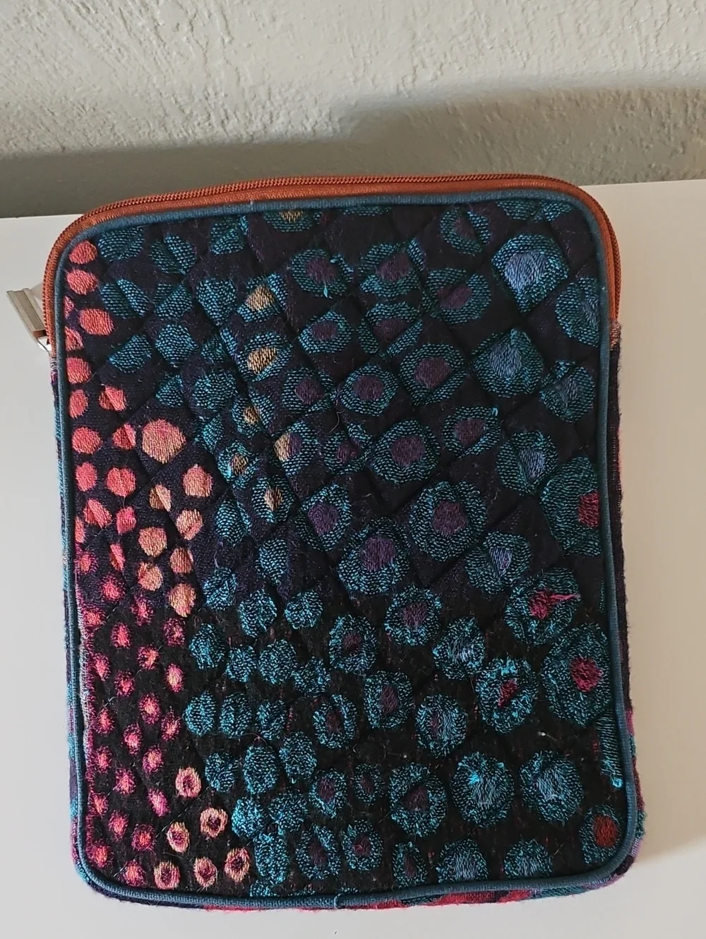 Colorful Quilted Zip Pouch with Peacock Type Paytern.